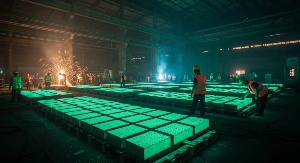 Glow in the dark concrete production