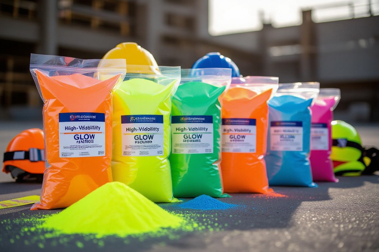 Bright glow powders in safety packaging