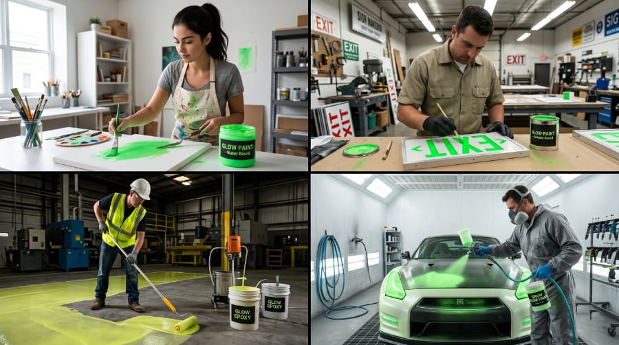 Different types of glow paint