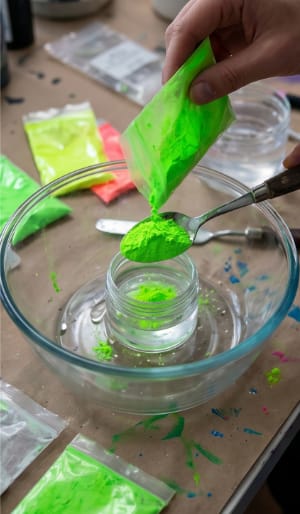 How to use UV Fluorescent Pigments Mix powder into paint