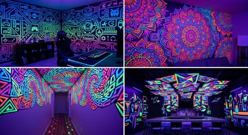 UV fluorescent paint for neon rooms, gaming and feature walls