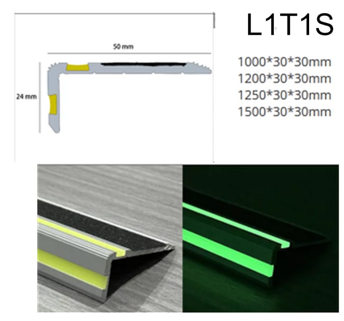 L-Shaped Stair Nosing 1 glow top 1 glow side
