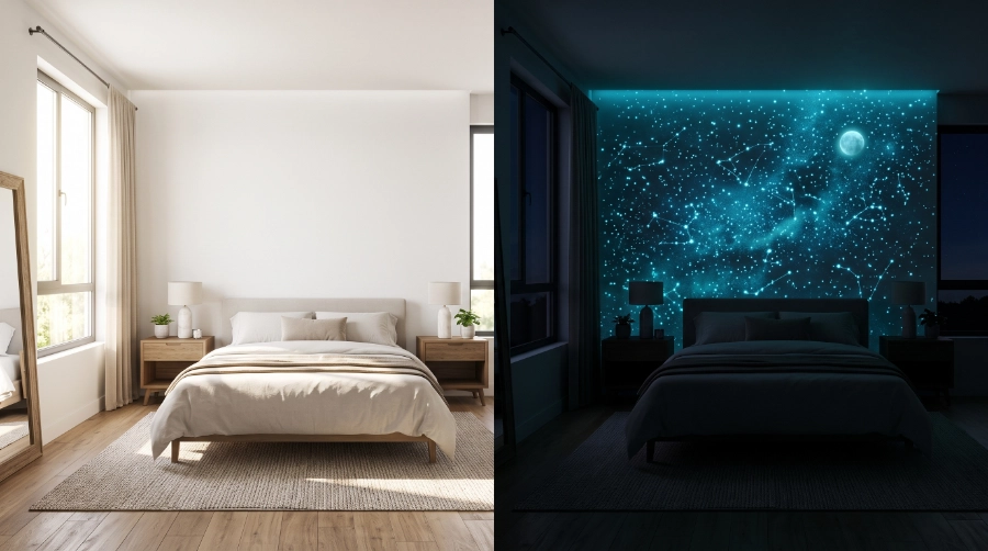 Day vs Night wall mural